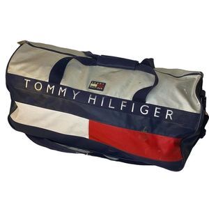 Vintage Tommy Hilfiger Duffle Bag 1990s Big Flag Gym Tote 24"x13"x12" Jeans